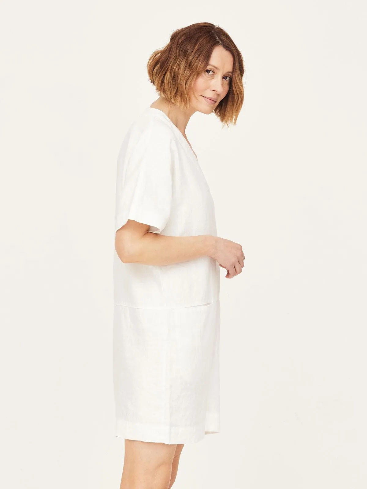 100% Hemp Easy Tunic Dress - Thought White