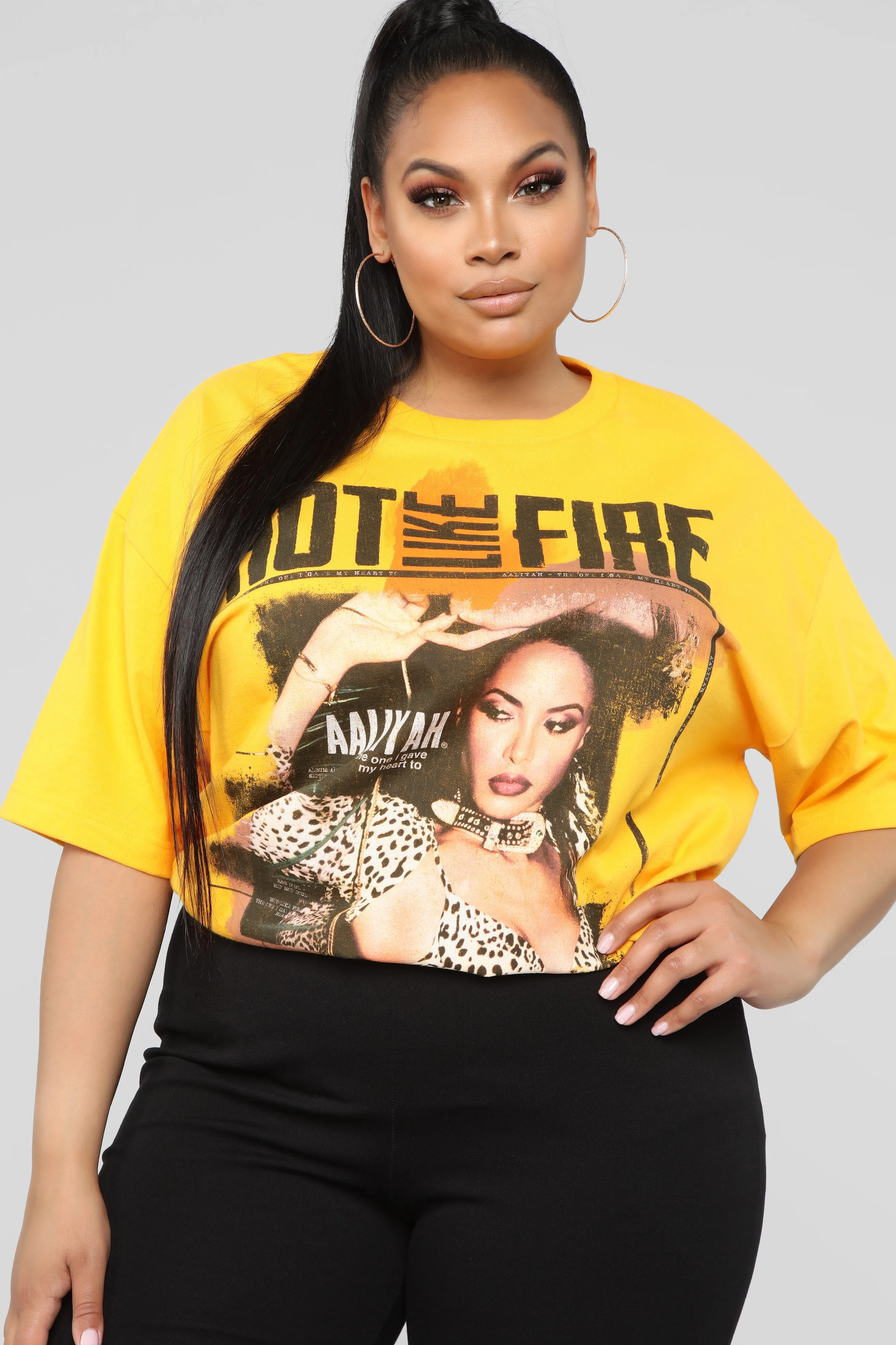 Aaliyah Hot Like Fire Tunic Top - Mustard