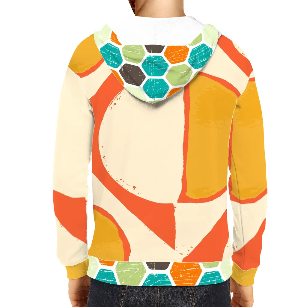 Abstract Orange Unisex Pullover Hoody