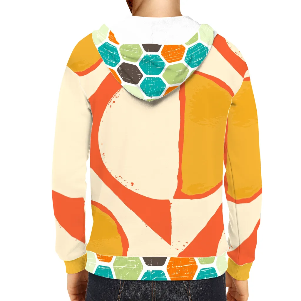 Abstract Orange Unisex Pullover Hoody