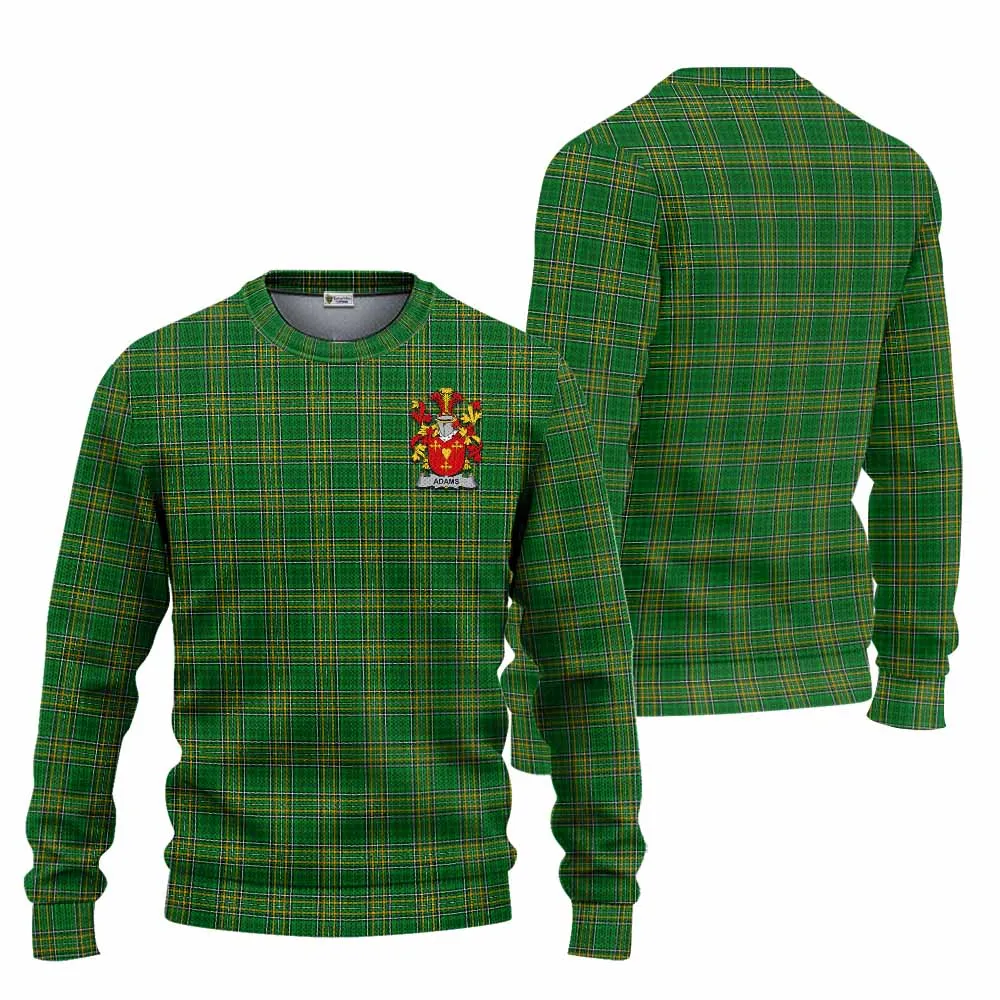 Adams Irish Clan Tartan Knitted Sweater with Coat of Arms