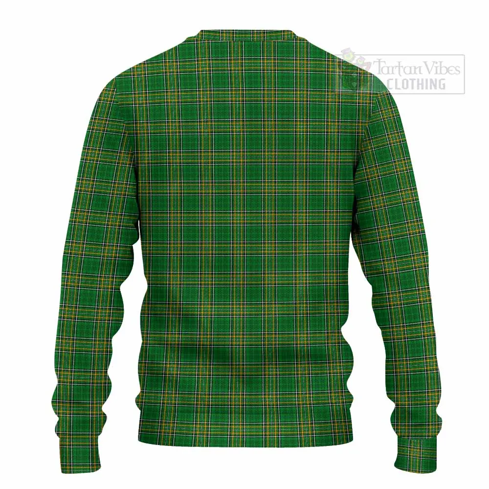 Adams Irish Clan Tartan Knitted Sweater with Coat of Arms