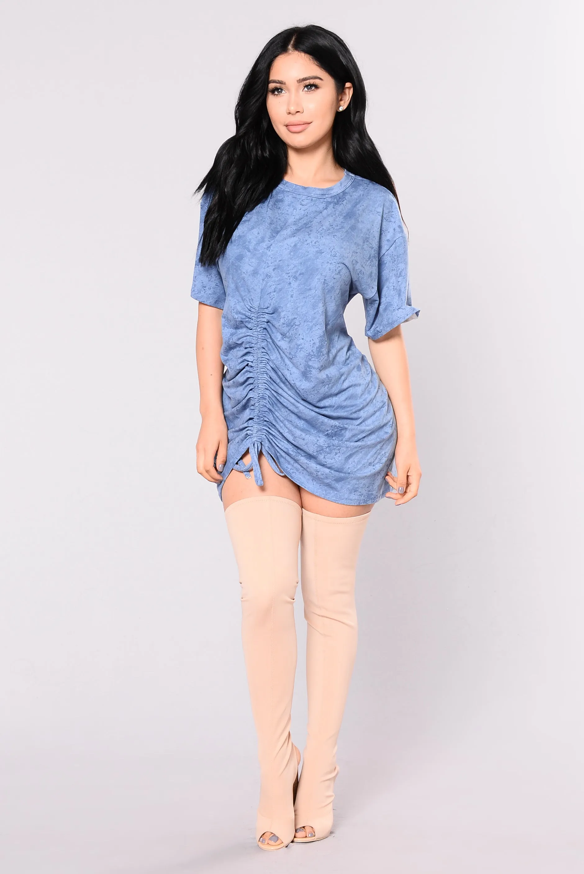 Adelle Tie Dye Tee - Denim Blue