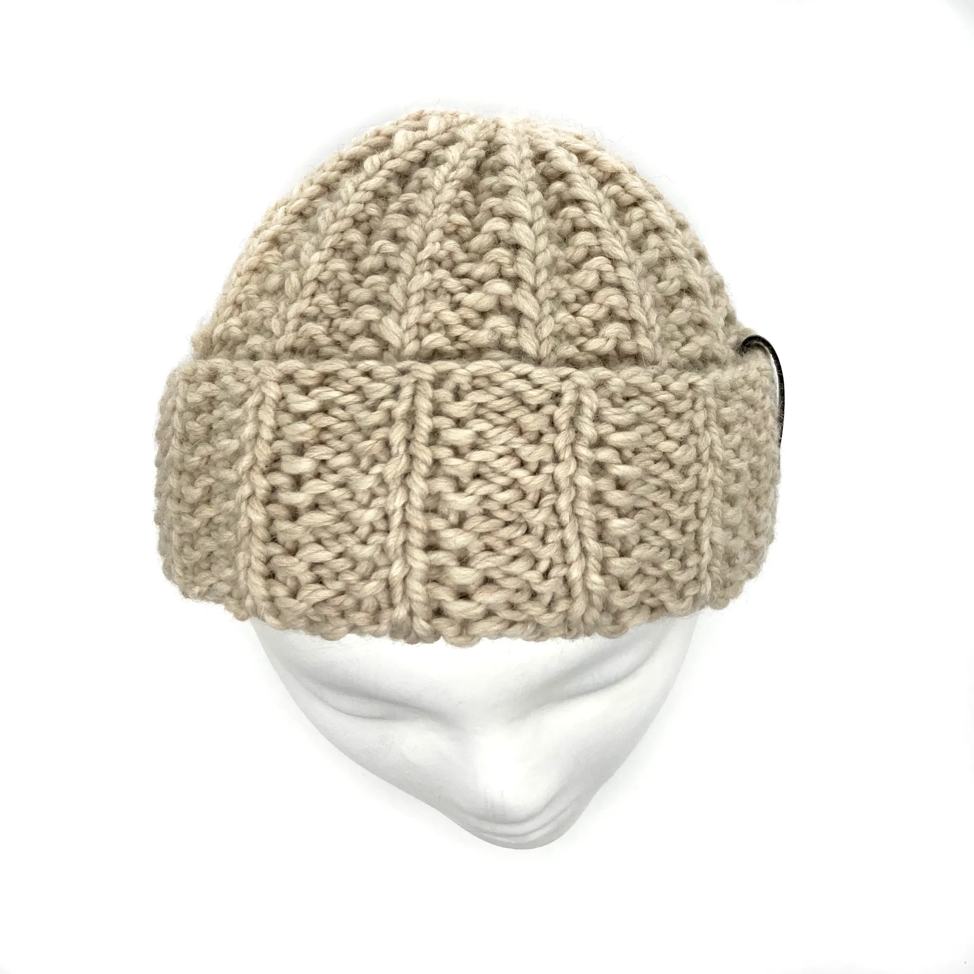 Adult Knit Beanie | Off-white | Slouchy or Watchman cap | Knit Witts Global