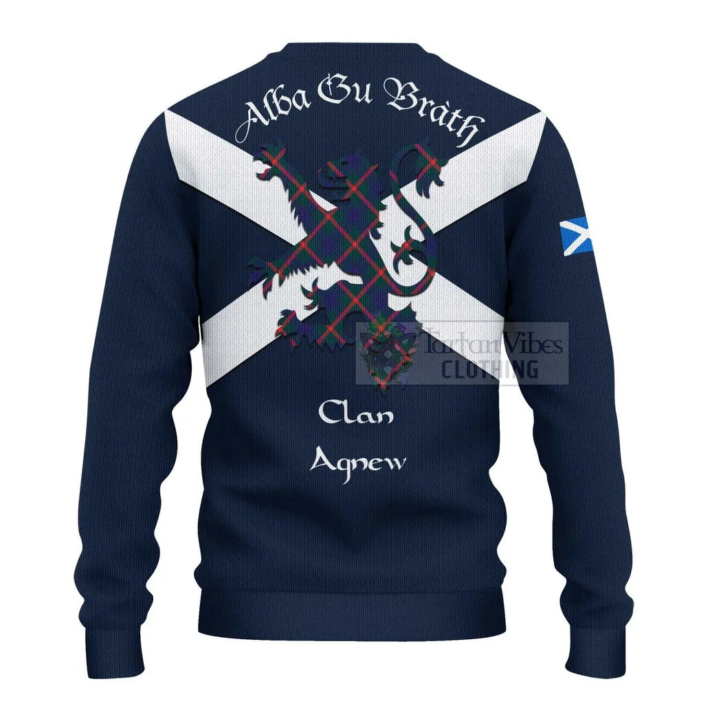 Agnew Tartan Lion Rampant Ugly Sweater Proudly Display Your Heritage with Alba Gu Brath and Clan Name