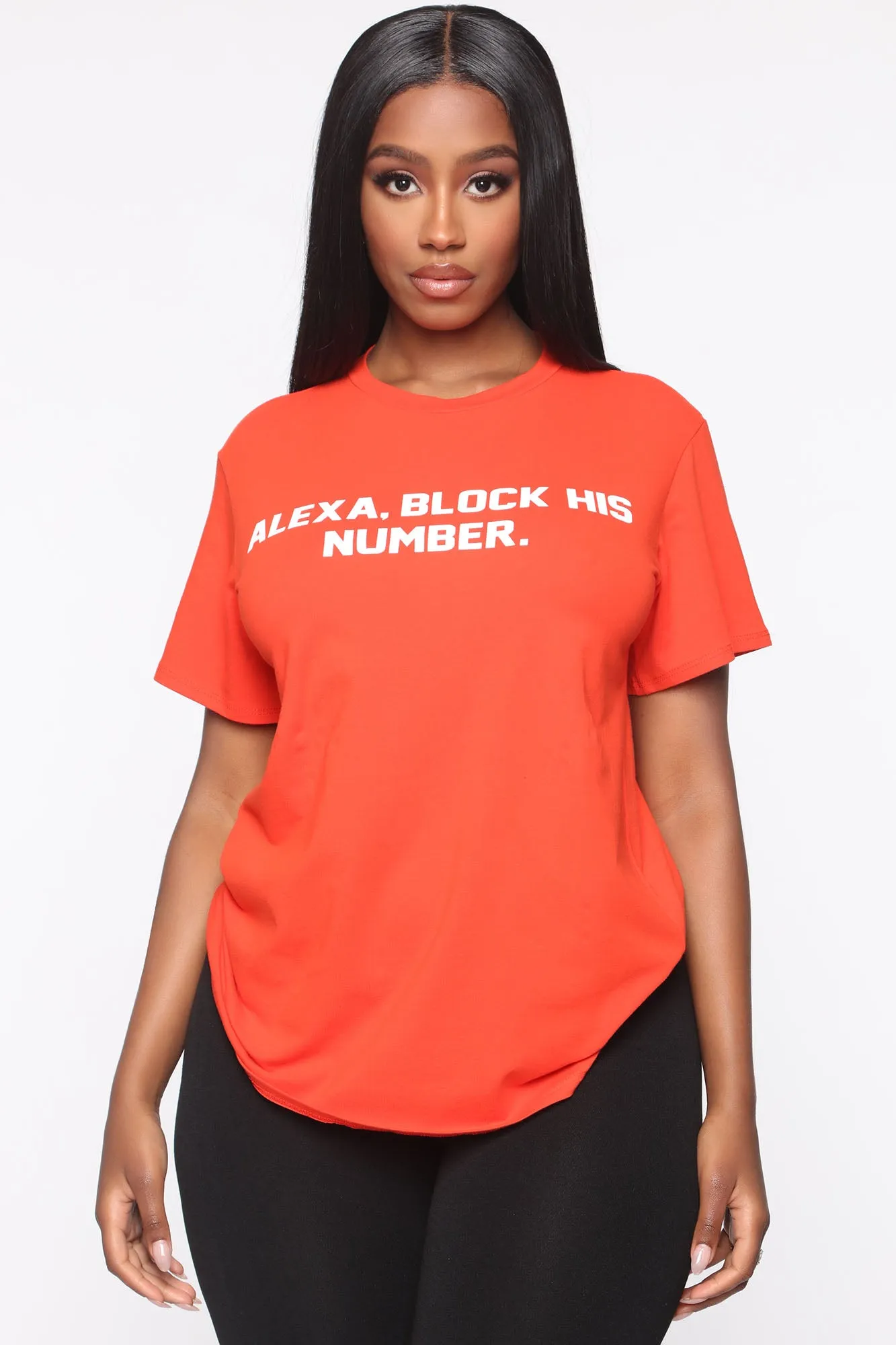 Alexa Block His Number Tee - Orange