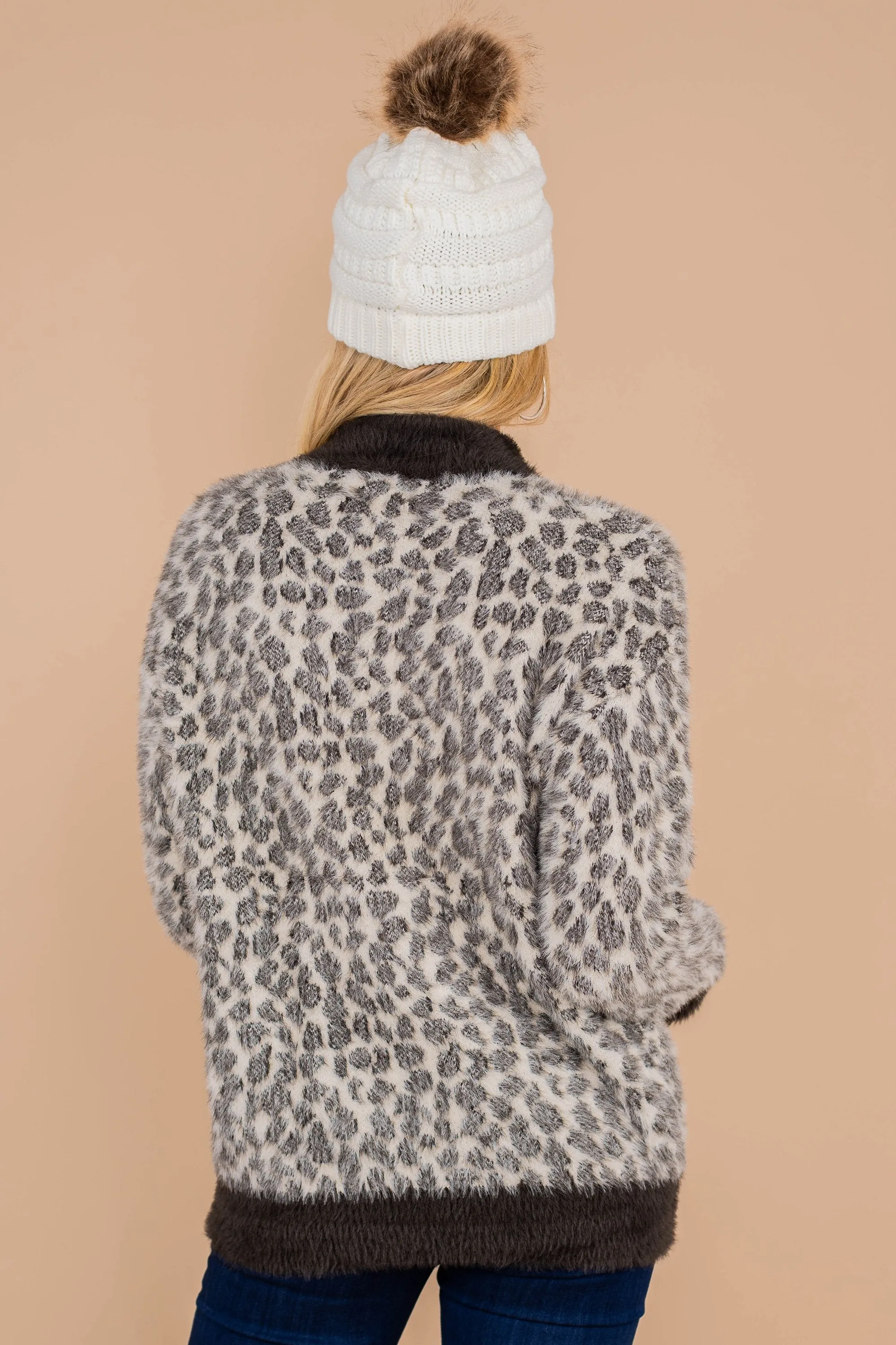 All My Life Charcoal Gray Leopard Sweater