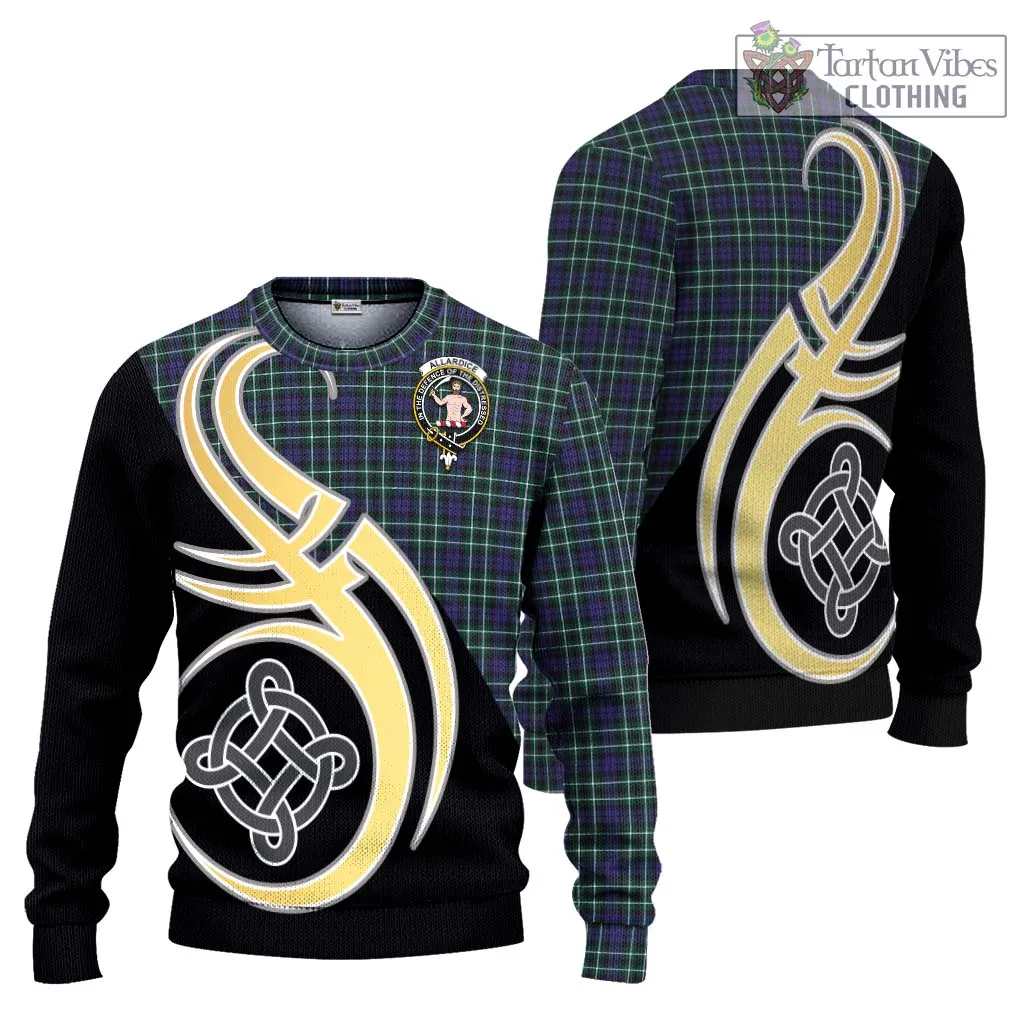 Allardice Tartan Ugly Sweater with Family Crest and Celtic Symbol Style