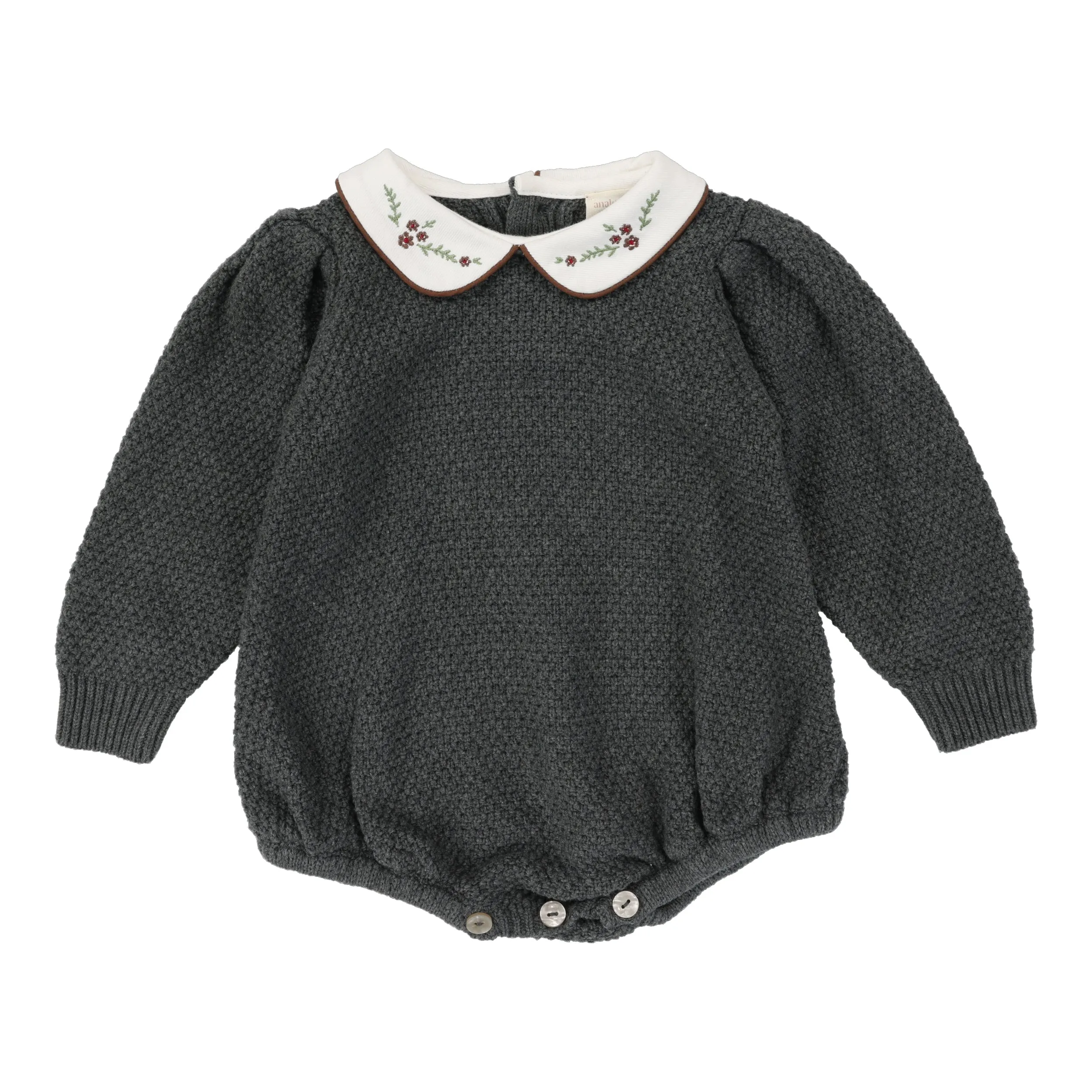 Analogie By Lil Legs Girls Knit Romper Grey