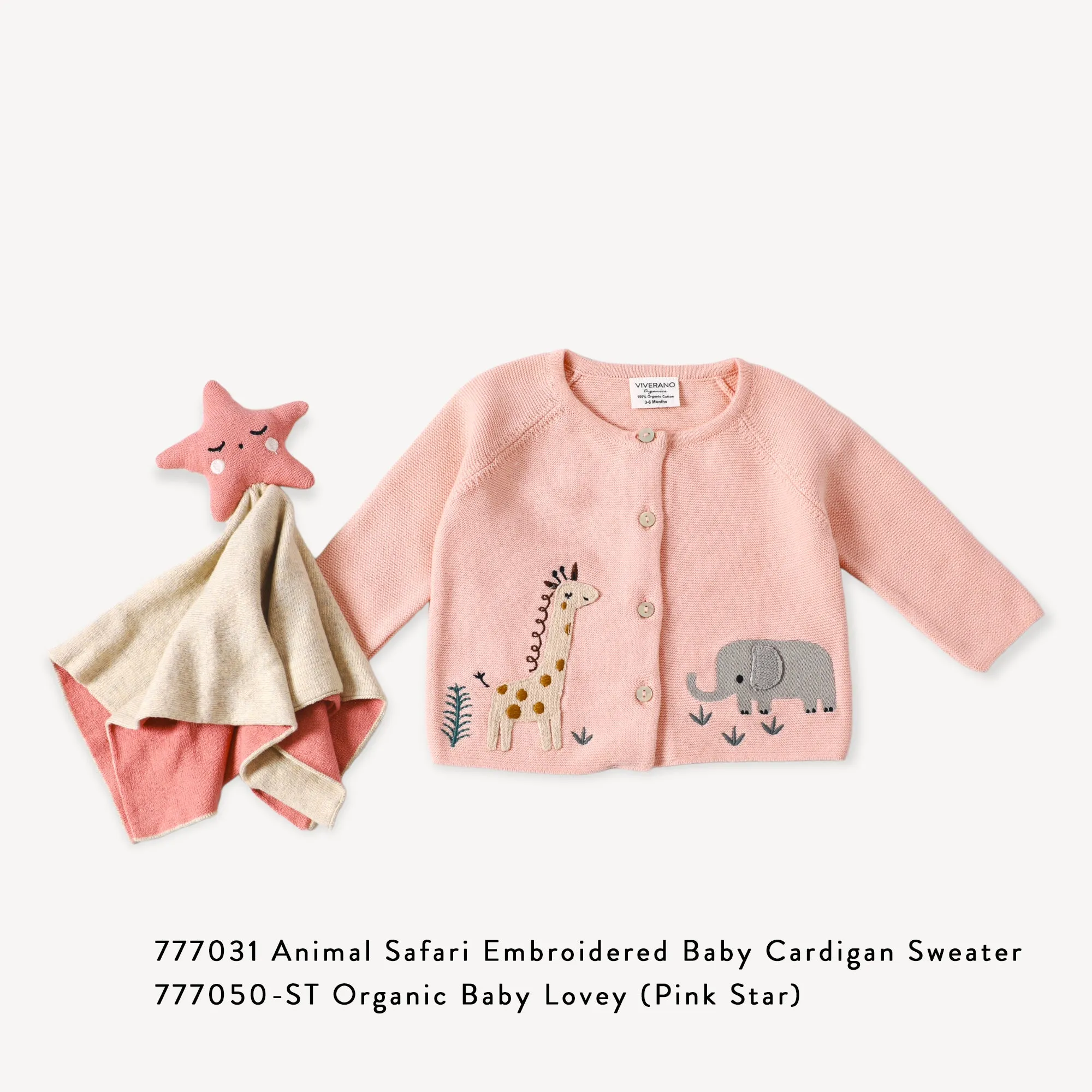 Animal Safari Embroidered Baby Cardigan Sweater (Organic) - 3 Colors