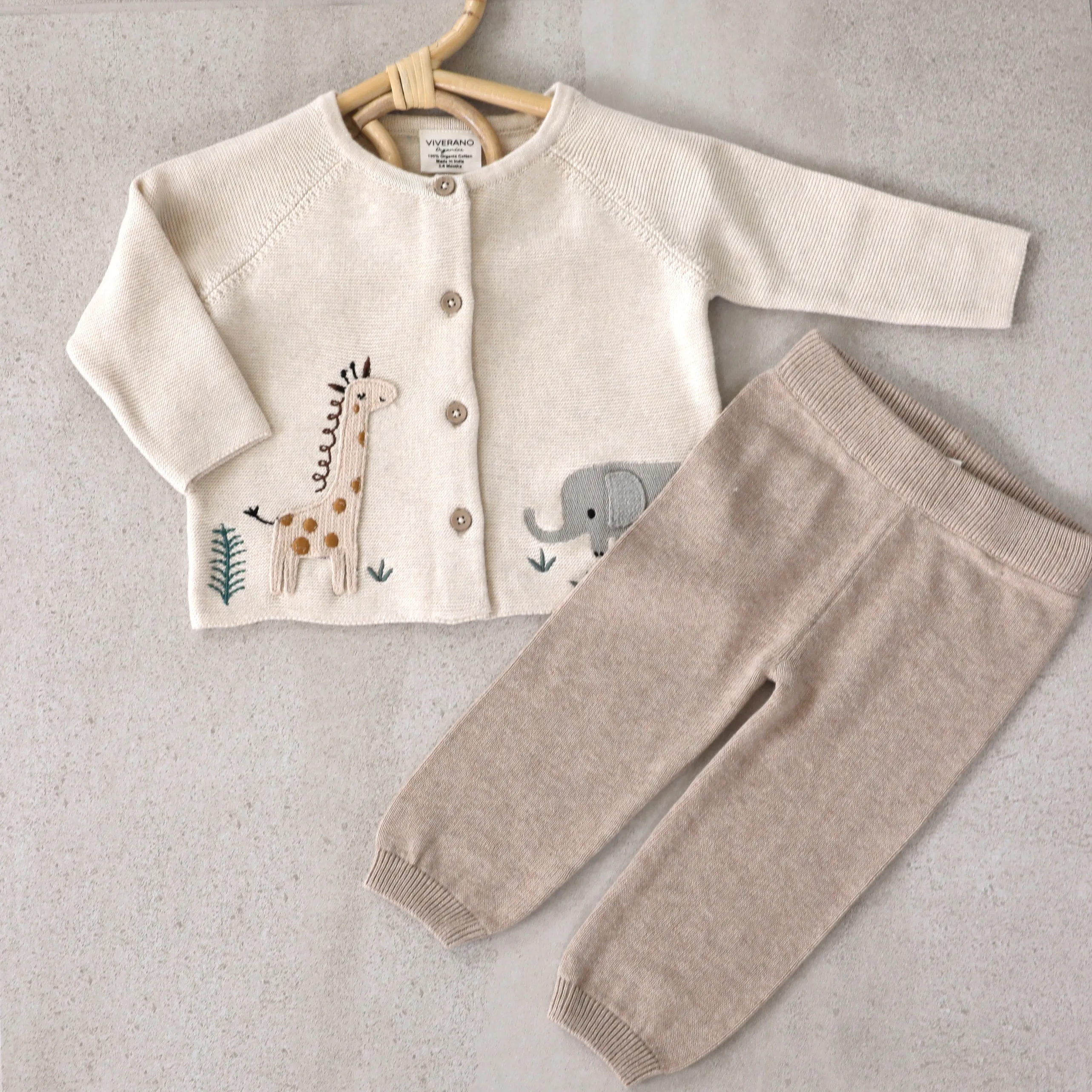 Animal Safari Embroidered Baby Cardigan Sweater (Organic) - 3 Colors