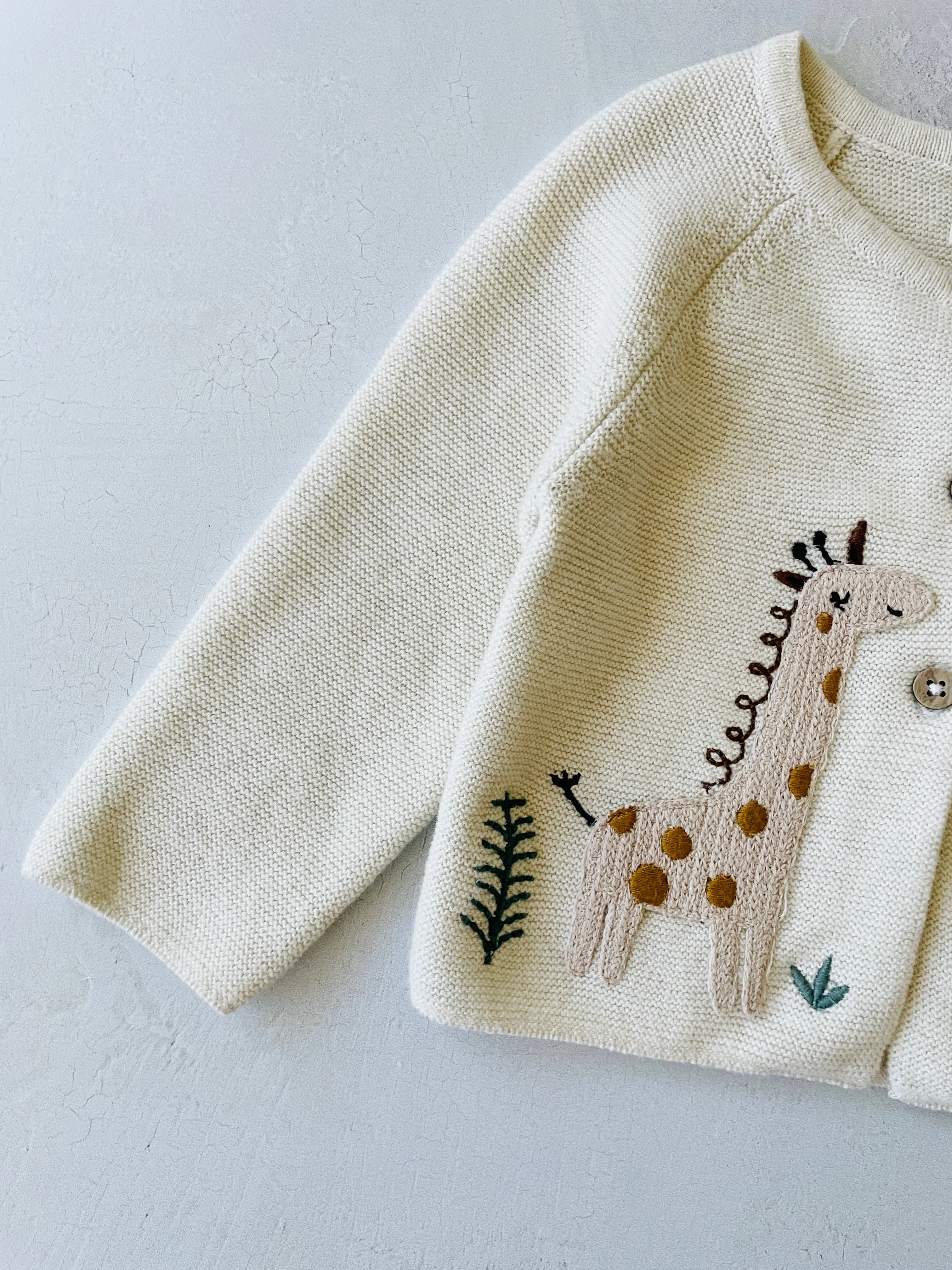 Animal Safari Embroidered Baby Cardigan Sweater (Organic) - 3 Colors