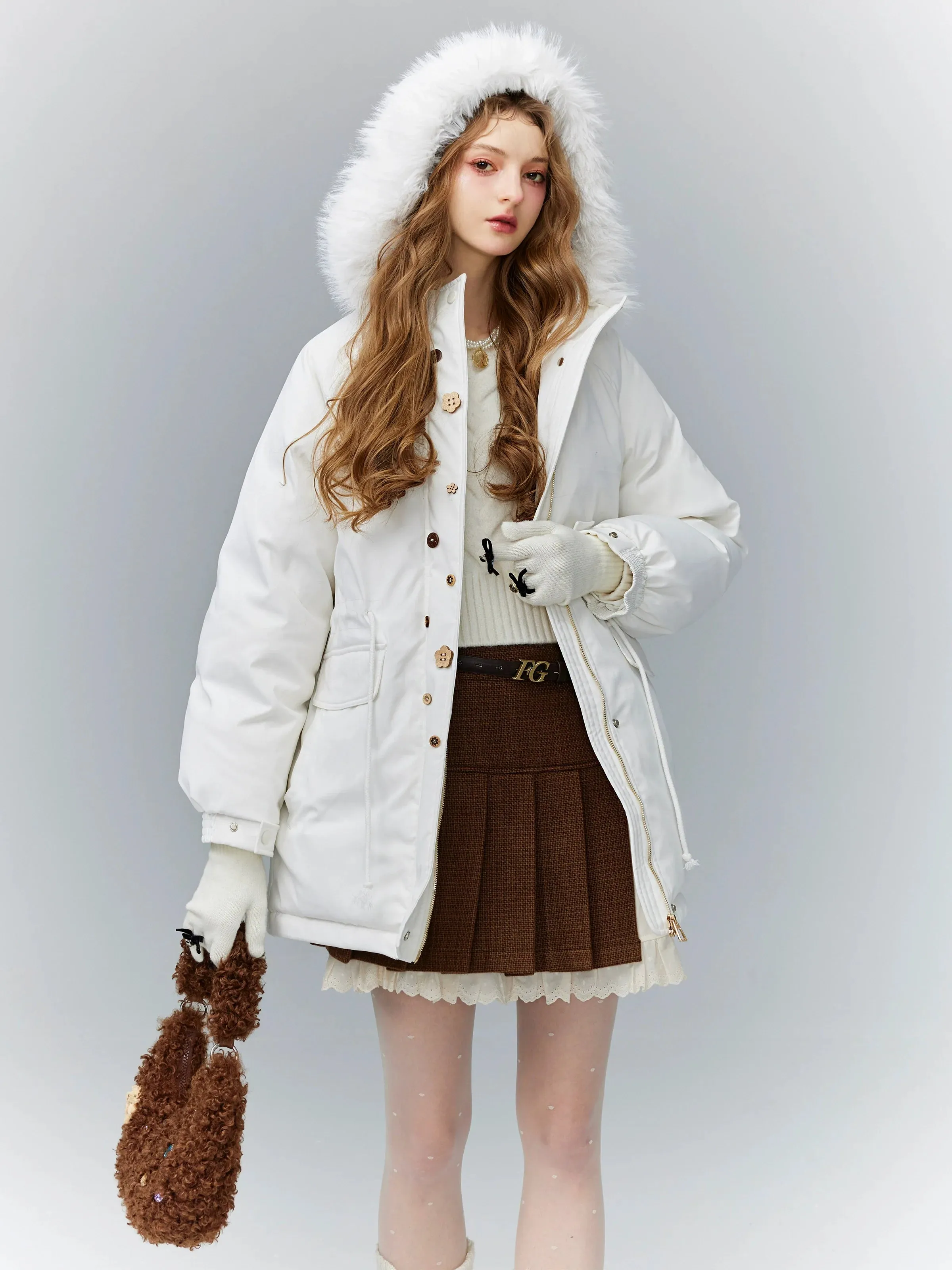 Arctic Elegance Faux Fur Collar Puffer Coat