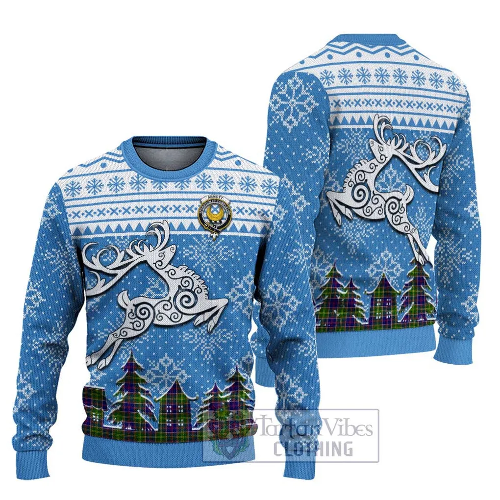 Arnott Clan Christmas Ugly Sweater with Tartan and Celtic Reindeer Style