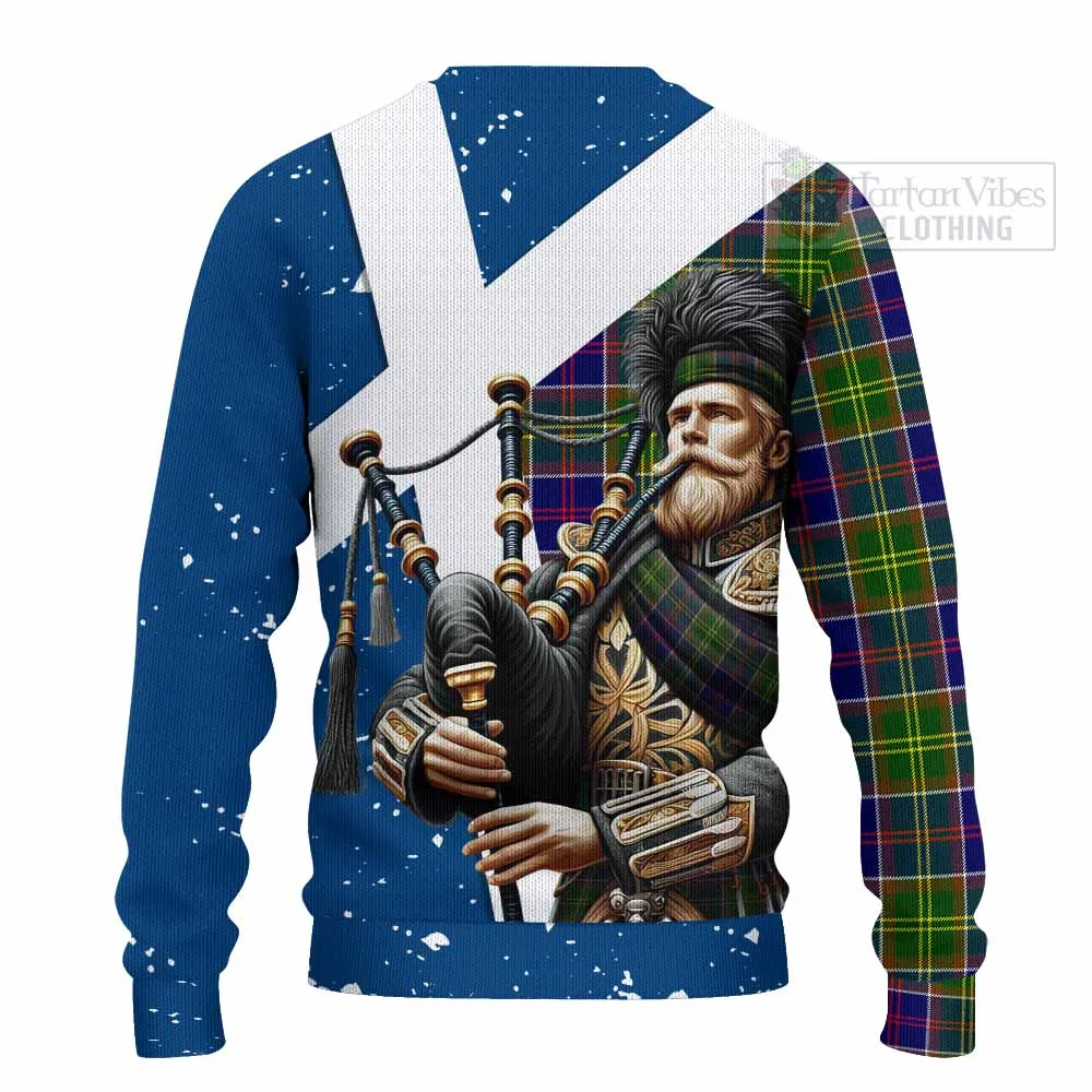 Arnott Tartan Knitted Sweater with Family Crest Scottish Bagpiper Vibes