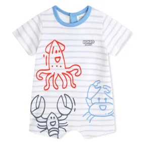 Baby Boys Blue & White Sea Life Romper