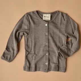 Baby Cardigan in Wool/Silk - Walnut (0-2y)