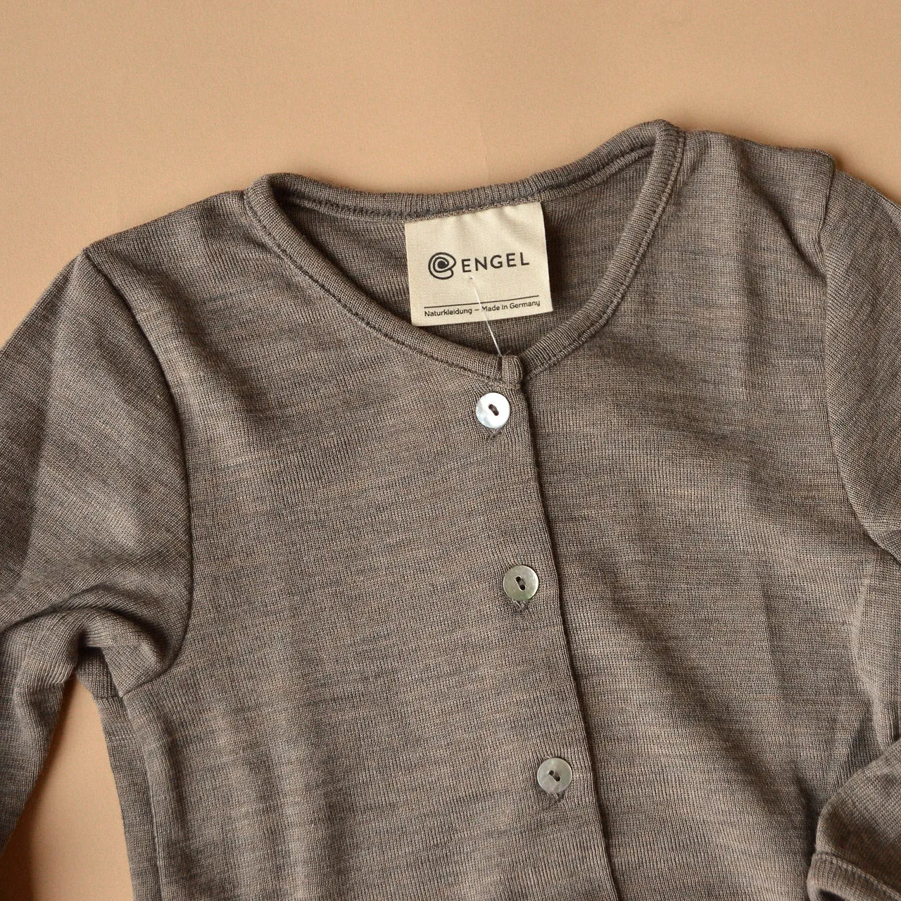 Baby Cardigan in Wool/Silk - Walnut (0-2y)