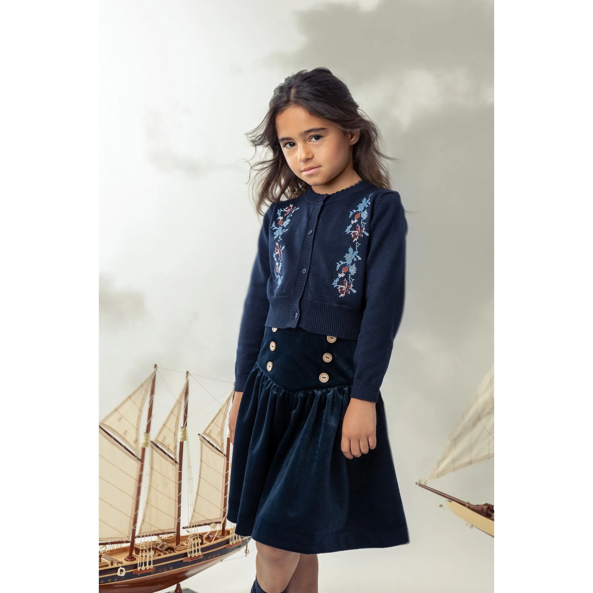 Belati Black Cross Stitch Embroidered Cardigan