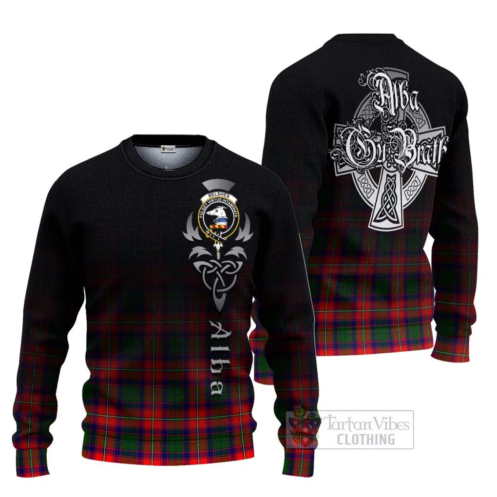 Belshes (Belsches) Tartan Ugly Sweater Featuring Alba Gu Brath Family Crest Celtic Inspired