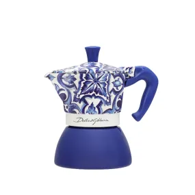 Bialetti Dolce&Gabbana Moka Induction 4 Cup Coffee Maker, Mediterranean Blue