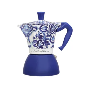 Bialetti Dolce&Gabbana Moka Induction 6 Cup Coffee Maker, Mediterranean Blue