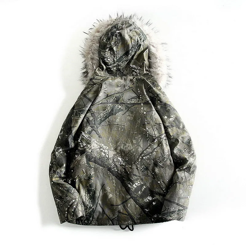 Big fur collar splash cotton jacket