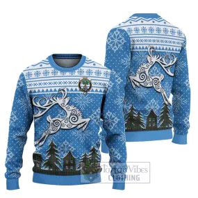 Bisset Clan Christmas Ugly Sweater with Tartan and Celtic Reindeer Style