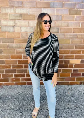 Black and White Stripe Tunic Top