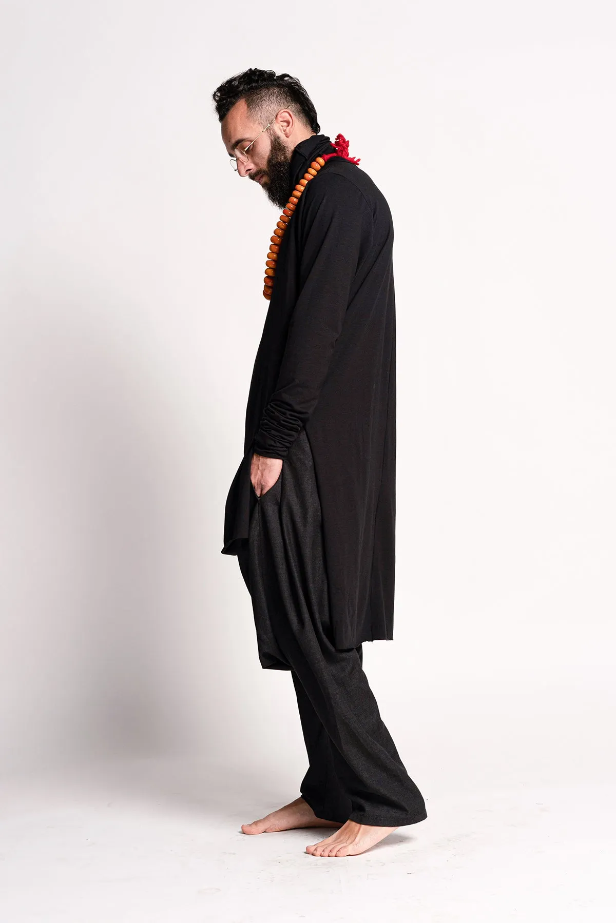 Black Turtle Neck Tunic top for Men