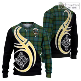 Blair Ancient Tartan Ugly Sweater with Family Crest and Celtic Symbol Style