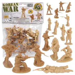 BMC Korean War Winter Battle - 16pc Tan North Korean & Chinese Soldier Figures