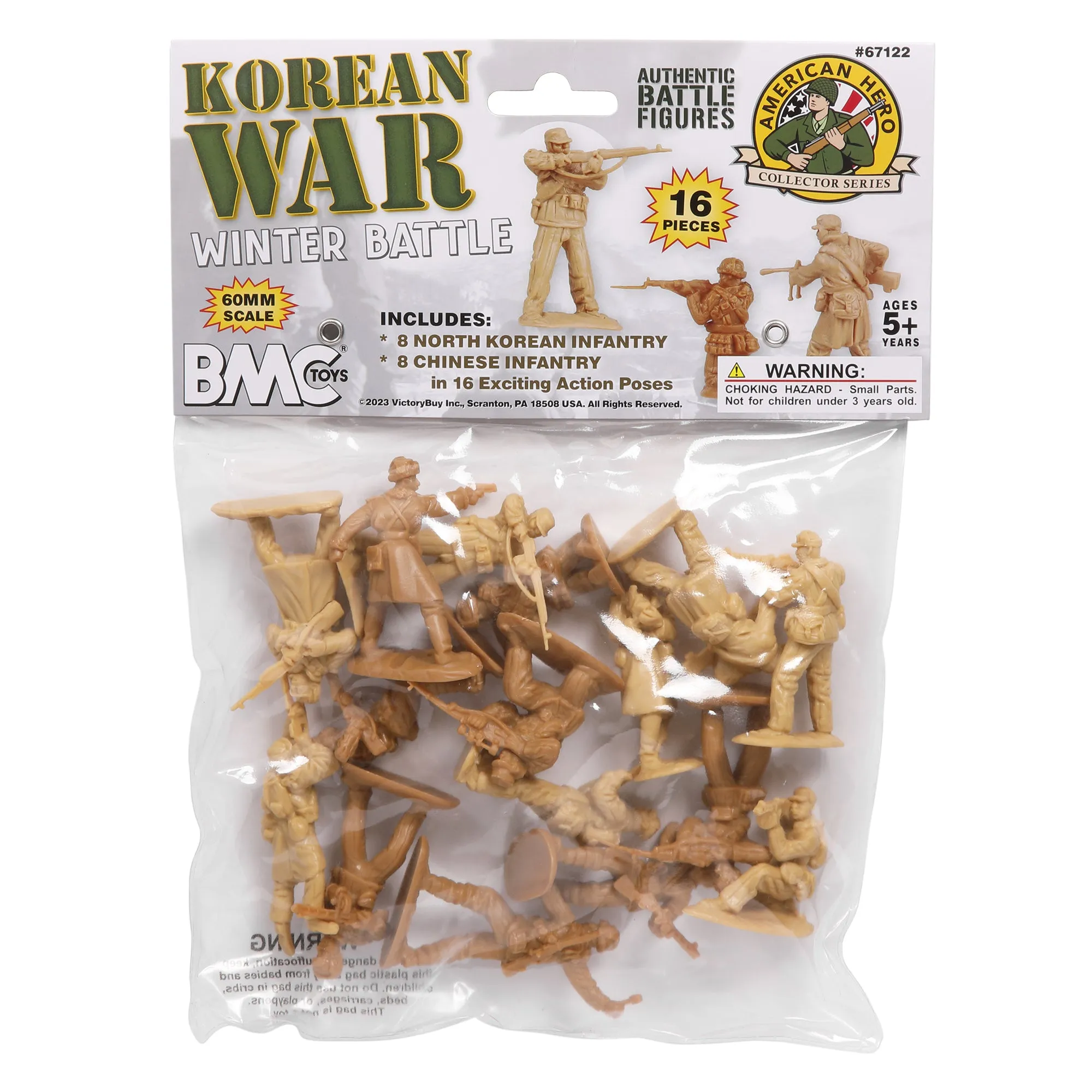 BMC Korean War Winter Battle - 16pc Tan North Korean & Chinese Soldier Figures