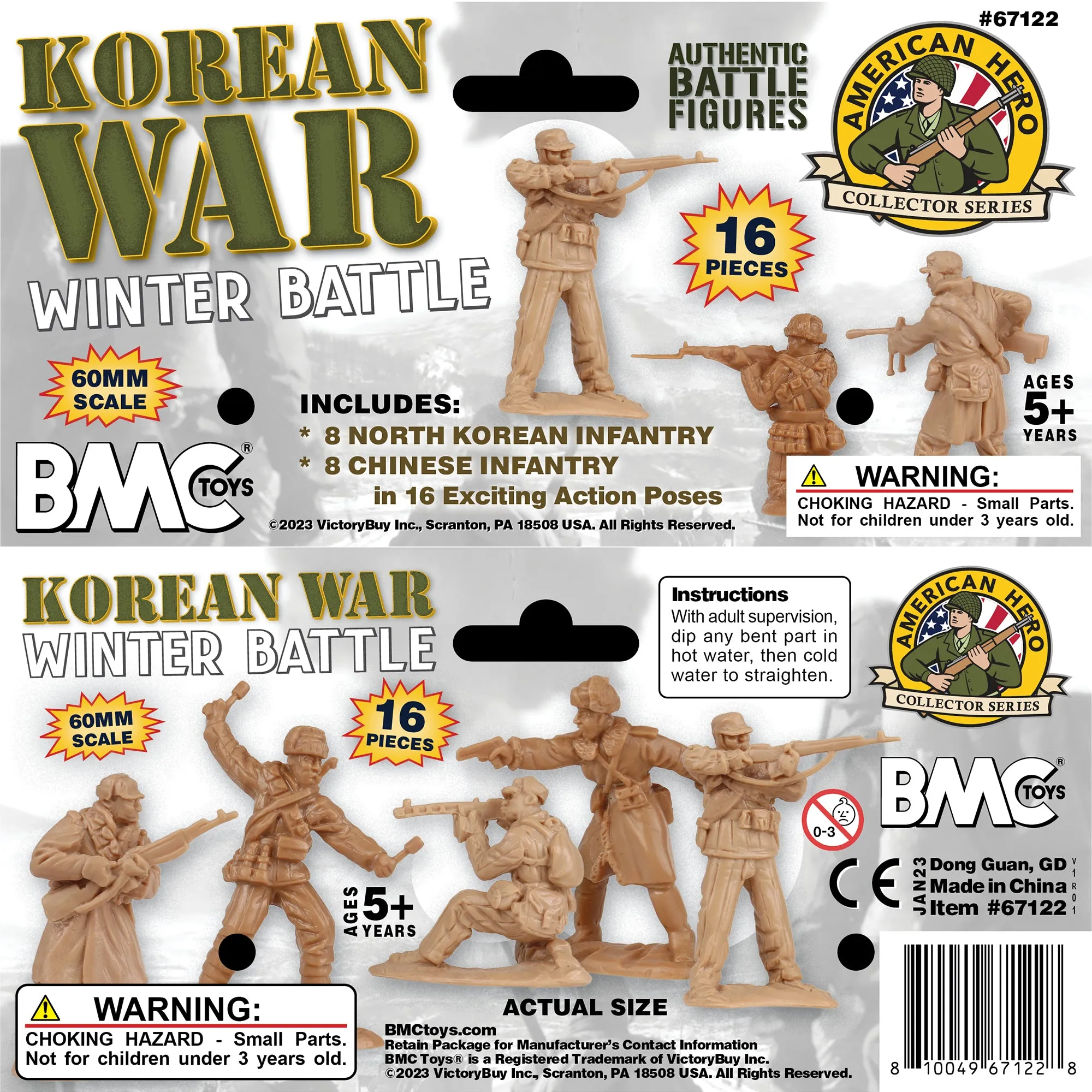 BMC Korean War Winter Battle - 16pc Tan North Korean & Chinese Soldier Figures