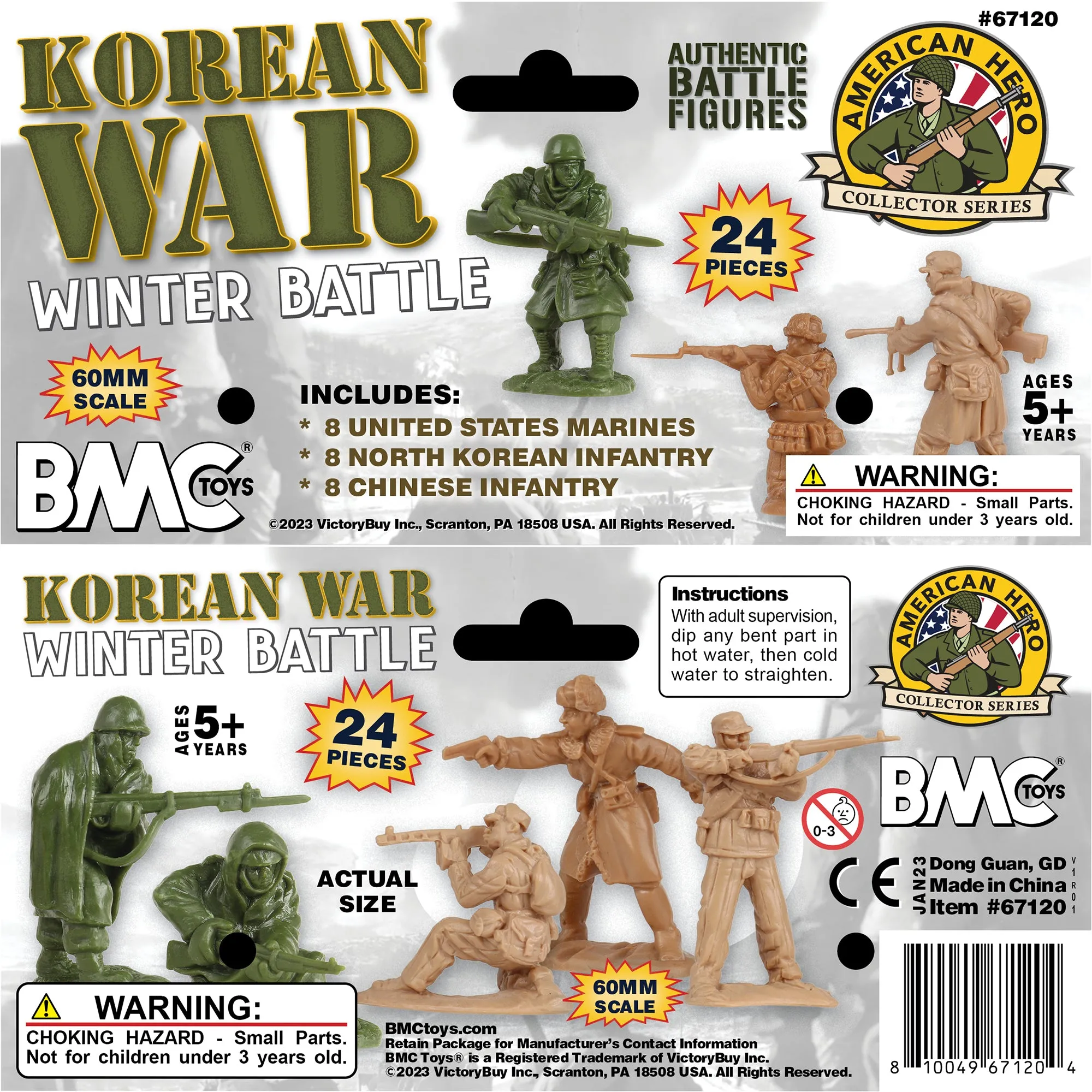 BMC Korean War Winter Battle - 24 American, North Korean, China Soldier Figures