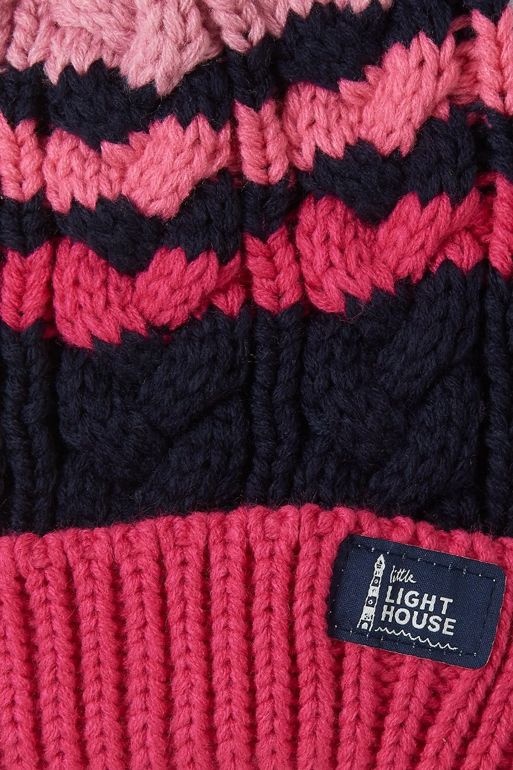 Bobbie Bobble Hat - Pink Navy Stripe