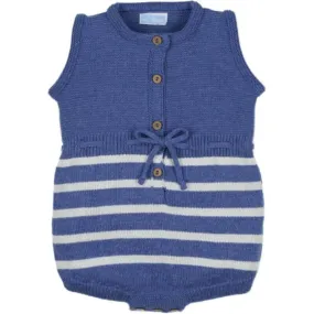 Boys Blue Striped Sleeveless Romper