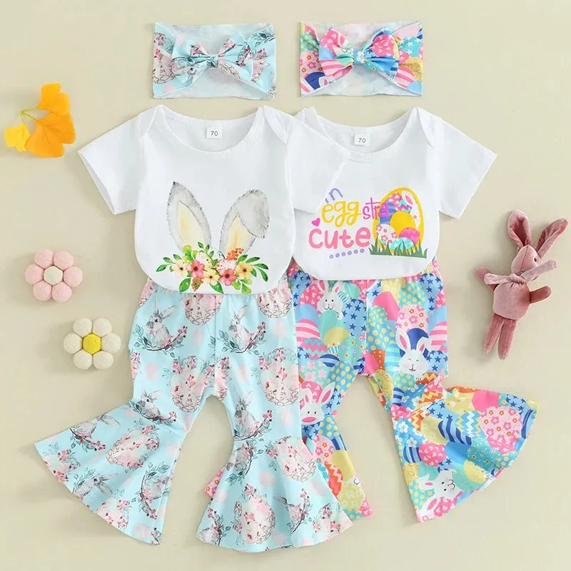 Bunny Romper with Floral Bunny Bellbottoms and Headband #1001192