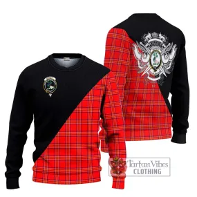 Burnett Modern Tartan Ugly Sweater with Family Crest and Military Logo Style