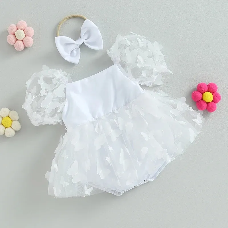 Butterfly Romper and Headband White #1000201