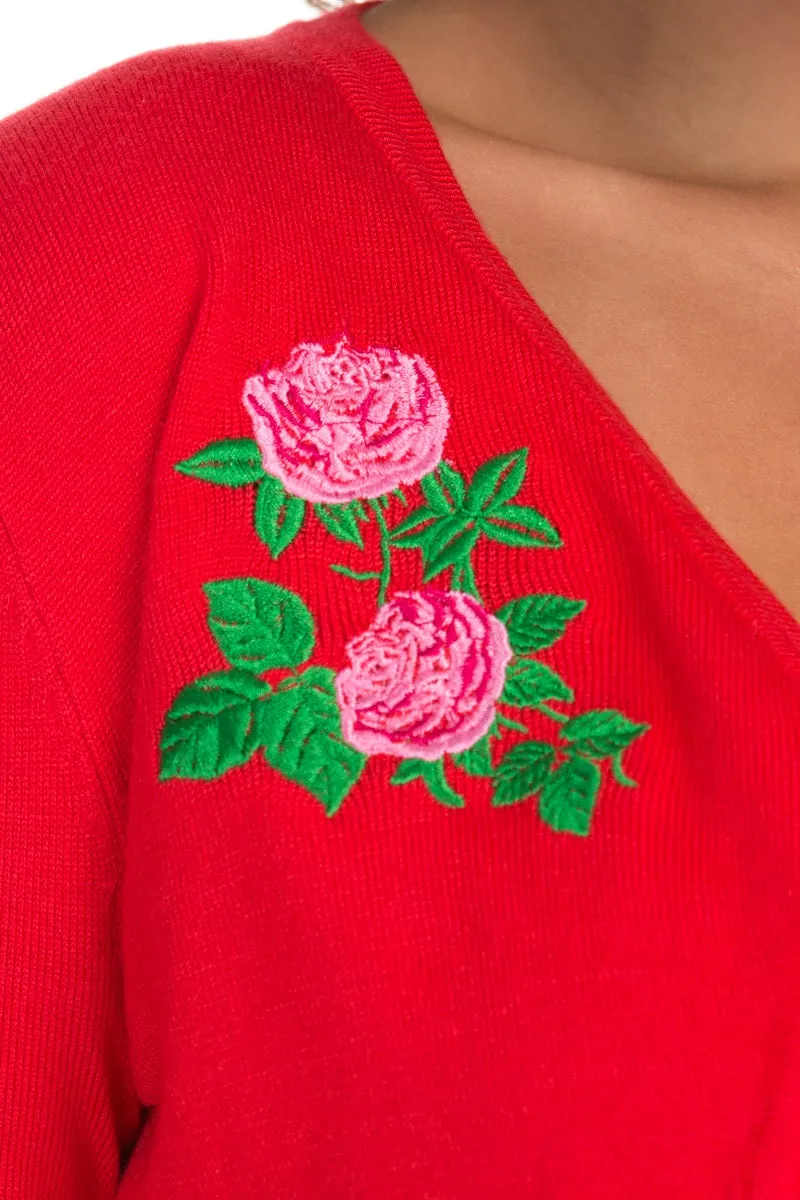 Centifolia Rose Shrug In Red by Hearts and Roses