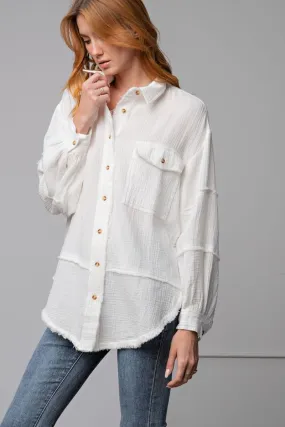 Cotton gauze loose fit shirt