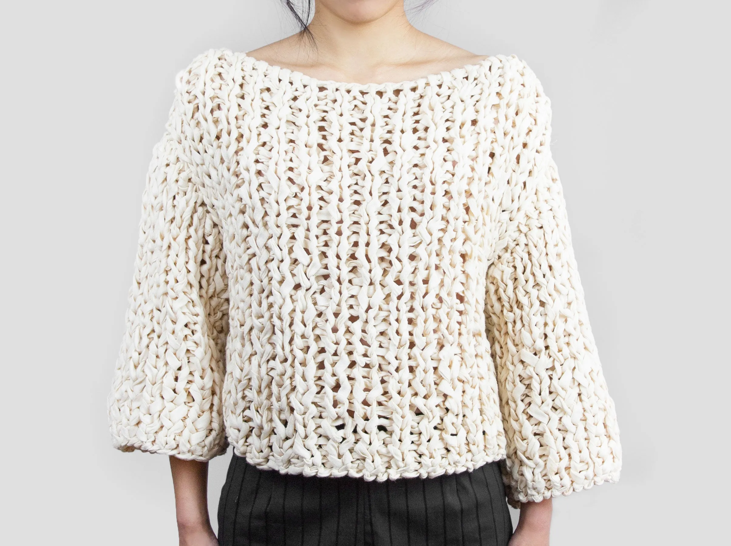 Cream Beige Chunky Knit Sweater