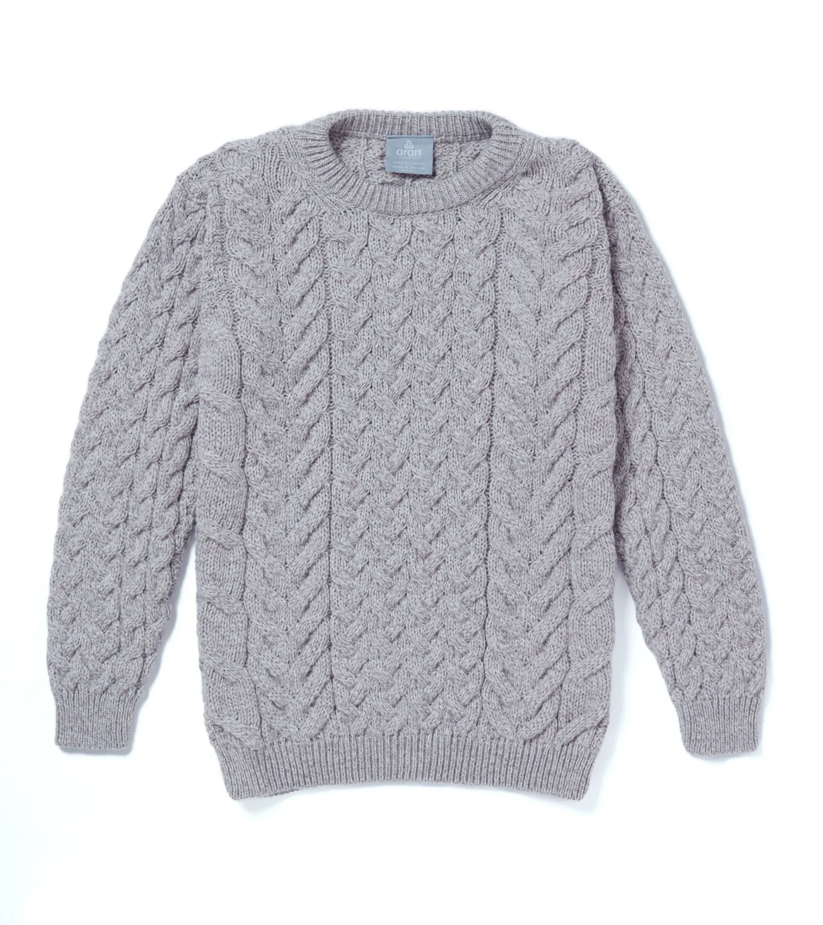 Crew Neck Unisex Aran Sweater - OAT