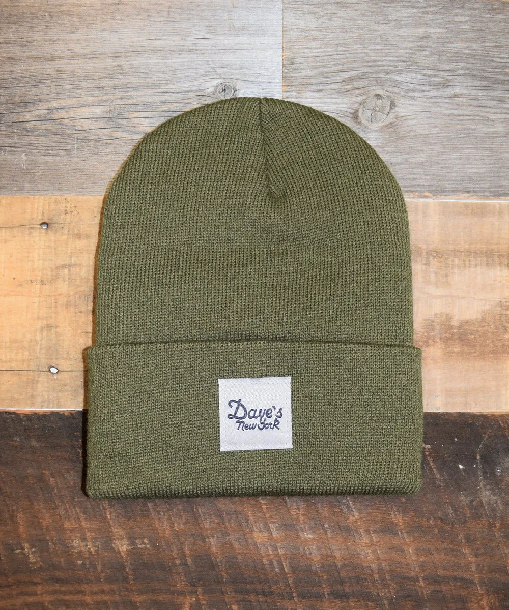 Dave's New York Vintage Logo Beanie - Army Green