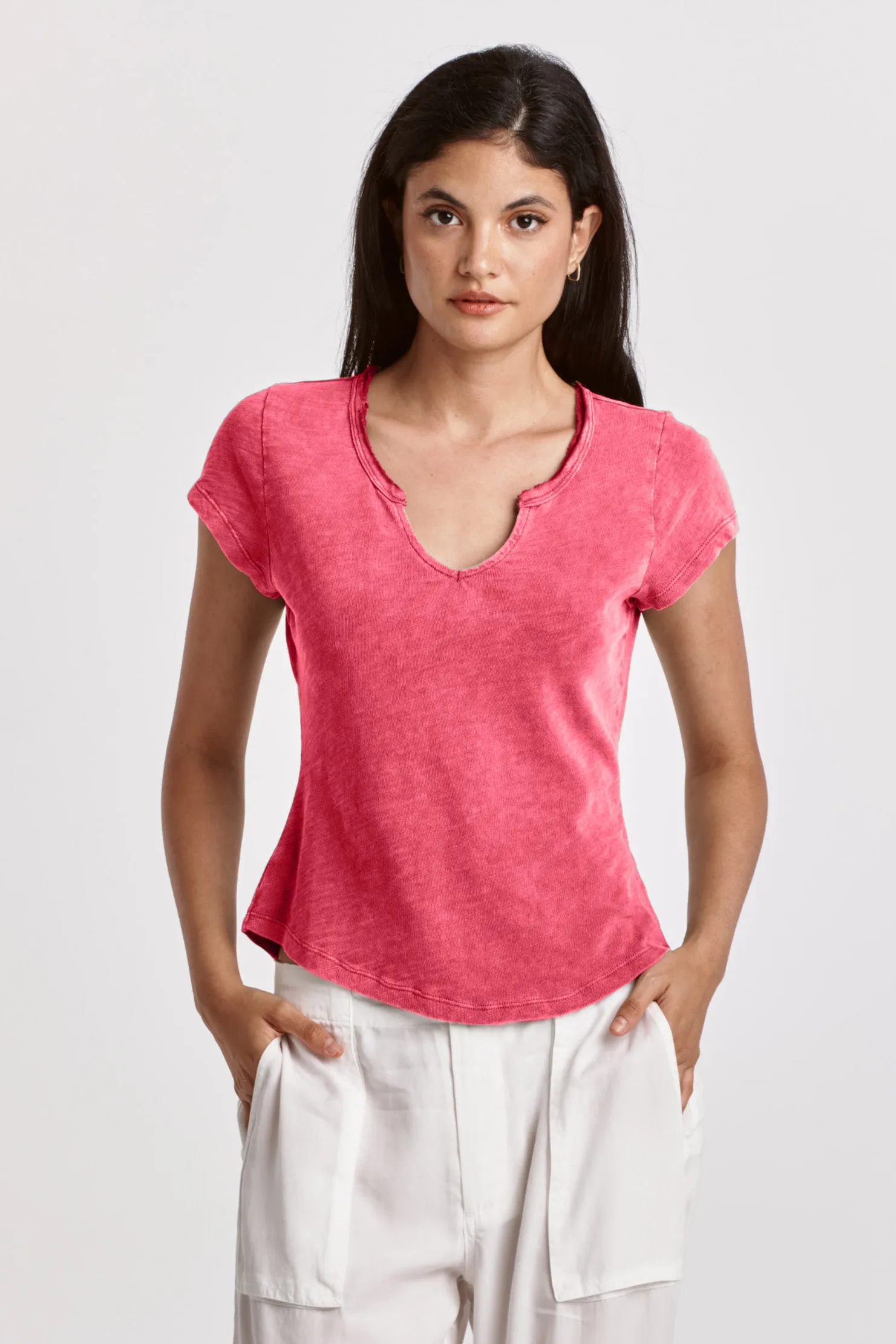 Dear John Anaya Notch Neck Slub Tee