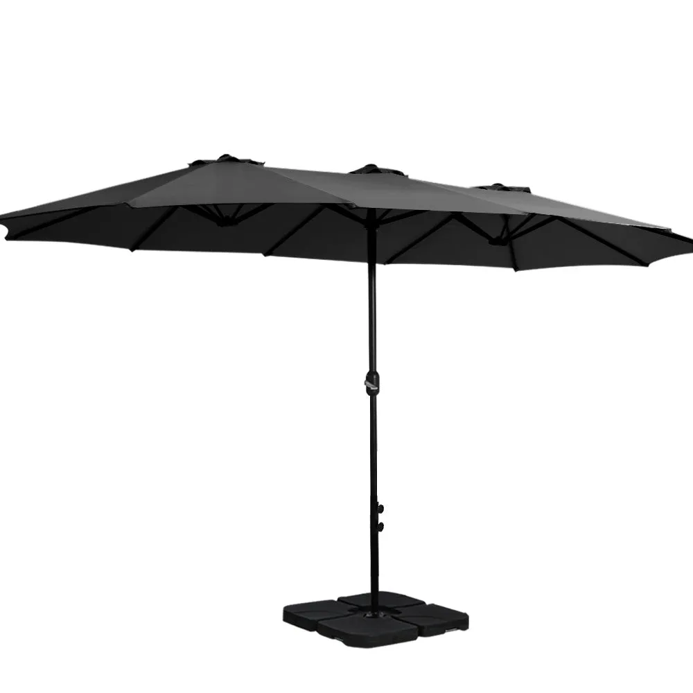 Double-Sided Outdoor Umbrella Set, 4.57m UV-Resistant - Instahut