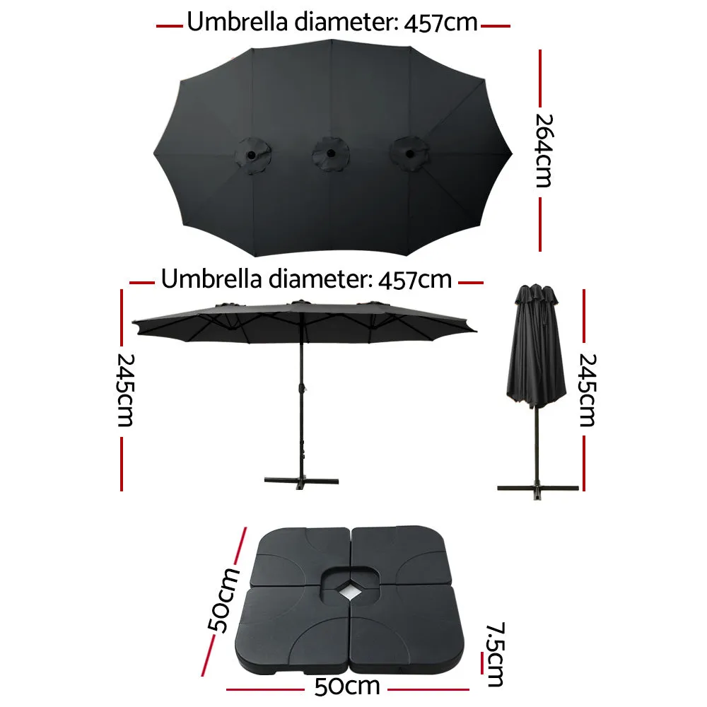 Double-Sided Outdoor Umbrella Set, 4.57m UV-Resistant - Instahut