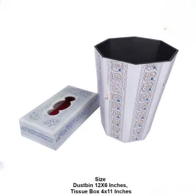 Dust Bin Combo Set White Lacquer Nakshi Art