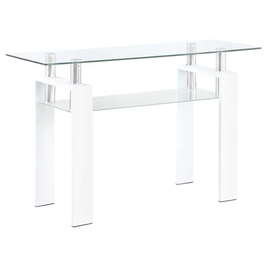 Dyer - Rectangular Glass Top Entryway Sofa Console Table - White